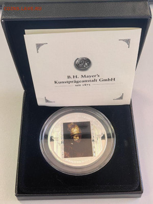 О-ва Кука 20дол 2010 Мужчина в золотом шлеме Рембрандт Ag999 - Х 2010 Шлем коробка-2