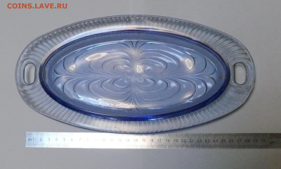 Галерея советского винтажного стекла. - селедочница винтажная синее стекло 1.JPG