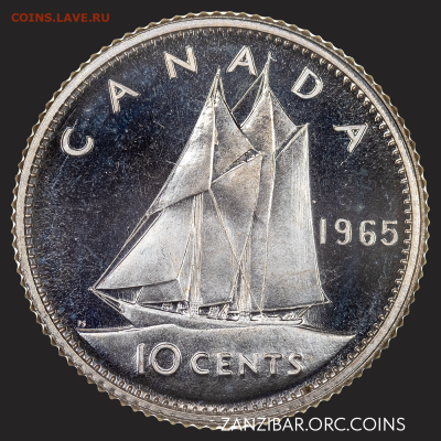 ЗАНИМАТЕЛЬНАЯ НУМИЗМАТИКА - Канада 10 центов, 1965 KM# 61