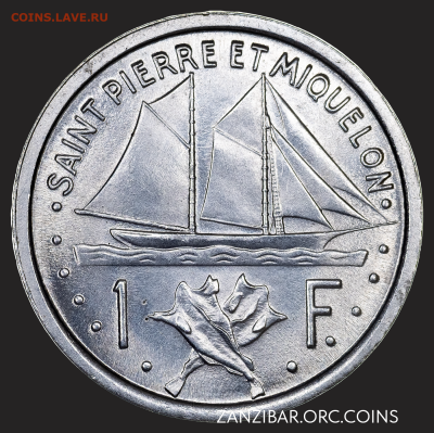 ЗАНИМАТЕЛЬНАЯ НУМИЗМАТИКА - Сен-Пьер и Микелон 1 франк, 1948