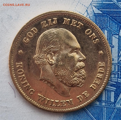 10 гульденов 1875 год. UNC. Нидерланды. - 10 гульденов 1875