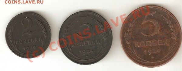 2, 3 и 5 коп. 1924 до 24.07.09. - медь 24-2.1