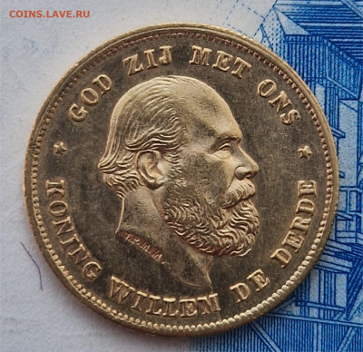 10 гульденов 1875 год. UNC. Нидерланды. - 10 гульденов 1875-3