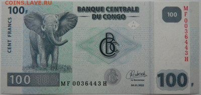 Конго 100 франков 2022 г. С рубля! до 01.03.26 - DSCN9521.JPG