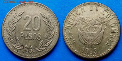 Колумбия - 20 песо 1993 года до 3.03 - Колумбия 20 песо, 1993  10