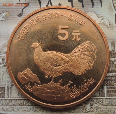 Китай 5 юань 1998 Кр. книга до 1.03.2026 - Ушастый коричневый фазан.JPG