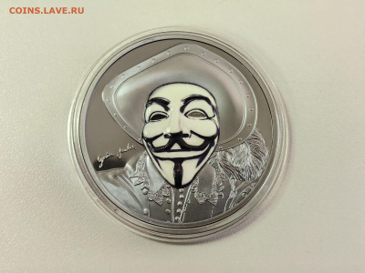 О-ва Кука 5долл 2017 Маска Гая Фокса II, Ag999, до 05.03 - Ю Маска Гая 2017-2