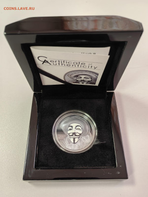 О-ва Кука 5долл 2017 Маска Гая Фокса II, Ag999, до 05.03 - Ю Маска Гая 2017-1