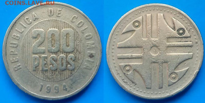 Колумбия - 200 песо 1994 года до 5.03 - Колумбия 200 песо, 1994