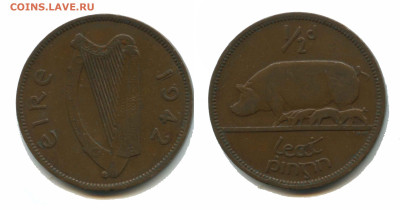 2 пенни 1942, 22.00 мск 06.03.2026 года - ирландия 1 2 пенса 1942