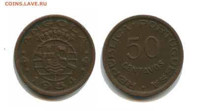 Пор. Ангола 50 сентаво 1954, 22.00 мск 06.03.2026 года - ангола 50 сентаво 1954