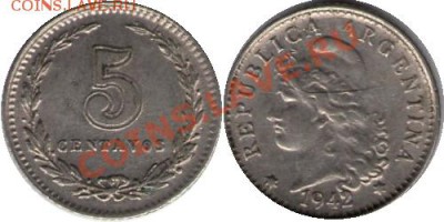 >L< Аргентина 5 сентаво 1942 до 08.03.12 17:00 - Аргентина_5_сентаво_42