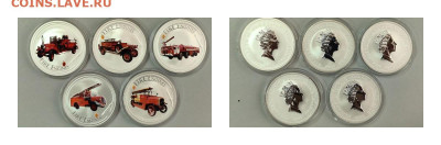 1дол 2005-2006 О-ва Кука Пожарные машины Ag999(5шт), до 10 - ЯЯ Пожарные машины - 3