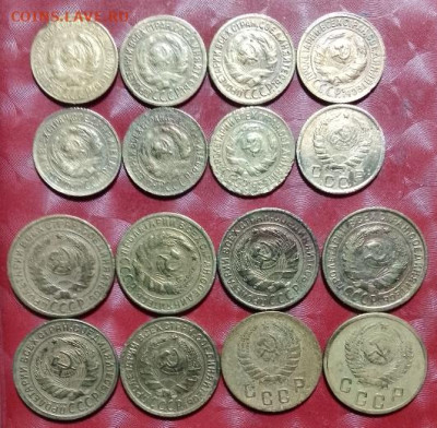 СССР 16 монет: 1коп 8шт, 2к 8шт Фикс 05.03.26 - СССР 1коп 8шт, 2коп 8шт 27.02.25 А