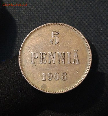 Николай II РУССКАЯ ФИНЛЯНДИЯ 5 пенни 1908 года До 12.03 - 20250713_213504