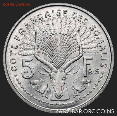 ЗАНИМАТЕЛЬНАЯ НУМИЗМАТИКА - Французское Сомали 5 франков, 1948_1000