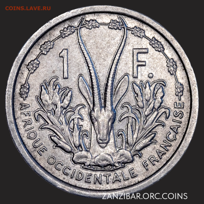 ЗАНИМАТЕЛЬНАЯ НУМИЗМАТИКА - Французская Западная Африка 1 франк, 1948