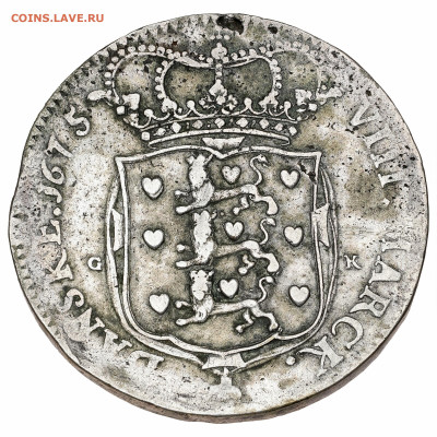Дания - Christian_V_2_krone_1675_smooth_surface_H-2