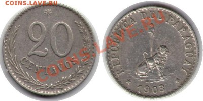 >L< Парагвай 20 сентав Лев 1903 до 09.03.12 17:00 - Парагвай_20_сентав Лев_03