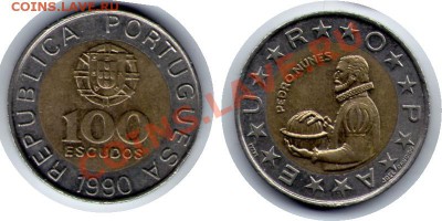 >L< Португалия 100 эскудо БМ 1990 до 09.03.12 17:00 - Португалия_100_эскудо БМ_90