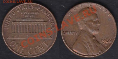США 1 цент 1968 D до 09.03.2012 22-00 - США 1 цент 1968 D