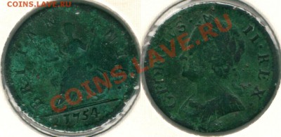 Британия, фартинг 1754 - до 22-00мск 15.03 - gb-f-1754