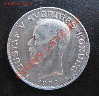 1935 г, Швеция, 1 крона, серебро, до 20.03 в 21-00 мск - 35 швед