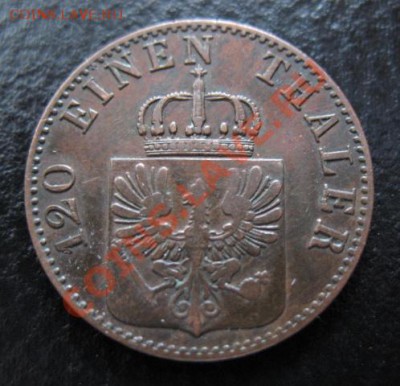 1863 г, Пруссия, 3 пф, до 20.03 в 21-00 мск - 1863 герм 3 пф а