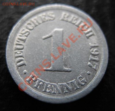 1917 г, Германия, 1 пф, до 20.03 в 21-00 мск - 1917 герм 1 