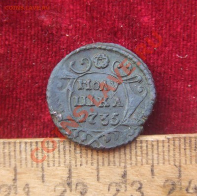 полушка 1735.полушка 1734-перечекан с крестовой 29г-оценка - пол35-1