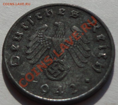 3 РЕЙХ. 1 рейхспфеннинг - 1942. Цинк. - 2