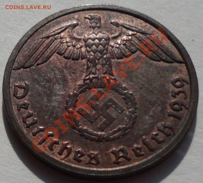 3 РЕЙХ. 1 рейхспфеннинг - 1939. Бронза. - 2