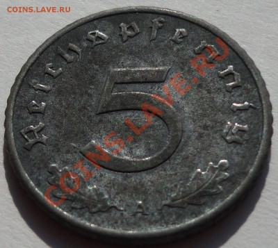 3 РЕЙХ. 5 рейхспфеннингов - 1942. Цинк. - 1