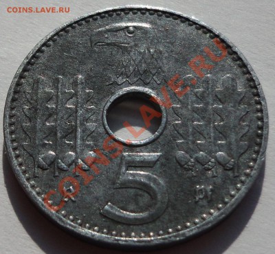 3 РЕЙХ. 5 рейхспфеннингов - 1940. Цинк. Нечастая! - 1