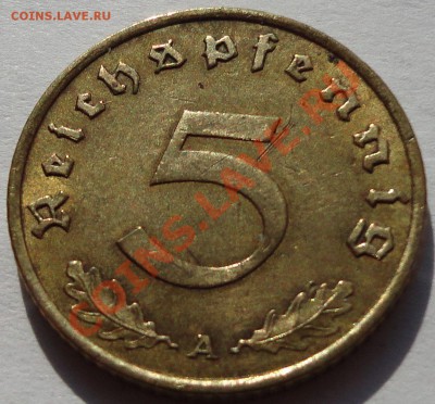 3 РЕЙХ. 5 рейхспфеннингов - 1939. Ал.-бронза. - 1