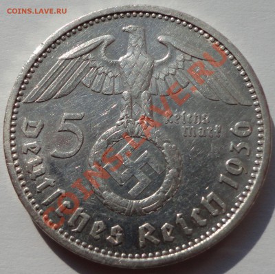 3 РЕЙХ. 5 рейхсмарок - 1936. Свастика. Серебро. - 1