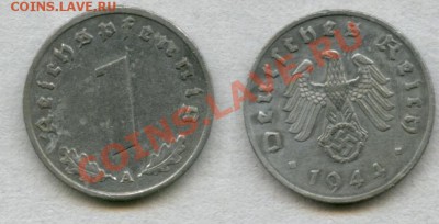 1 рейхспфенниг 1945 А еще с крестом - ГЕРМАНИЯ 1 РЕЙХСПФЕННИГ 1944 A 3 РЕЙХ.JPG