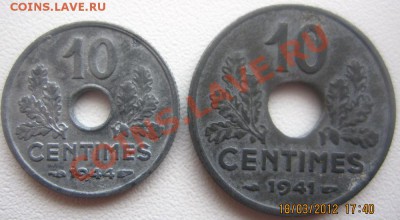 Франция 10 сантимов 1941 подписи на монете - IMG_2643